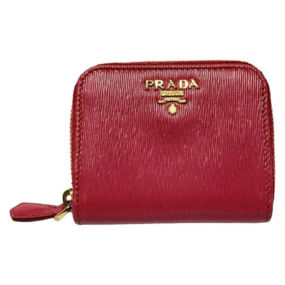 Auth PRADA - Pink Gold Leather Coin Case - Picture 1 of 5